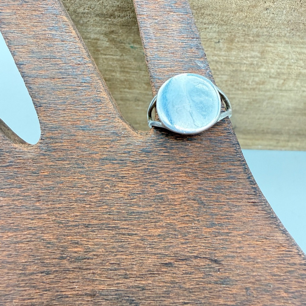 NF Thailand 925 Sterling Silver Round Signet Ring Size 5.75 Minimalist Vintage